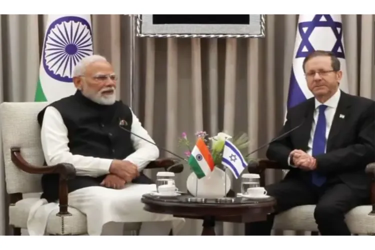 Prime Minister Narendra Modi with Israeli President Isaac Herzog during his two-day state visit