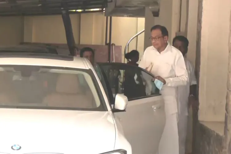 Congress MP P Chidambaram outside his residence in Chennai 