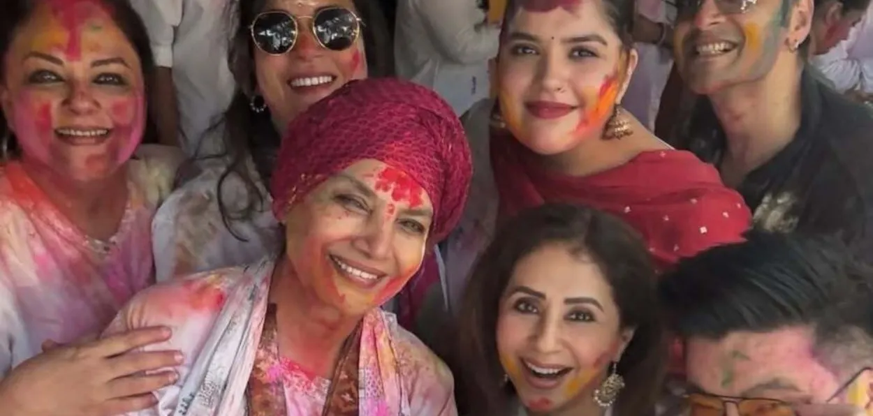 Actor Shabana Azmi celebrating Holi