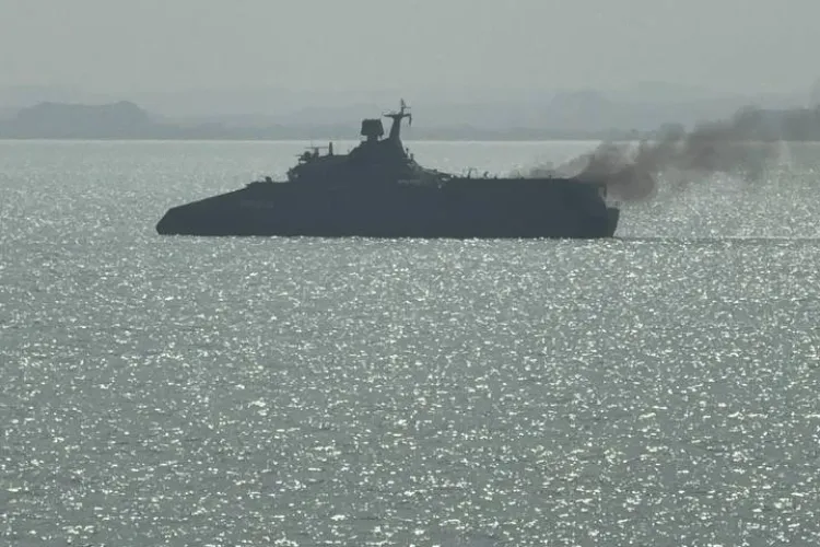 The sinking Iranian warship