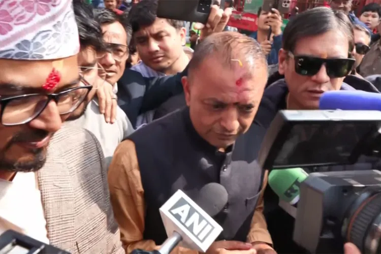 Nepali Congress President and prime ministerial candidate Gagan Thapa speaks to ANI after casting his vote at the Maiti Devi Mandir polling station in Kathmandu during the 2026 general elections. 