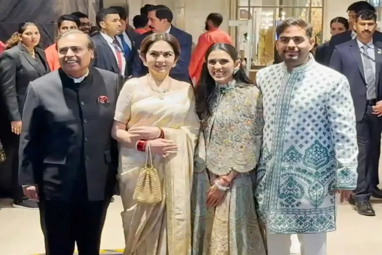 Mukesh Dhirubhai Ambani and family attending Arjun Tendulkar's marriage ceremony