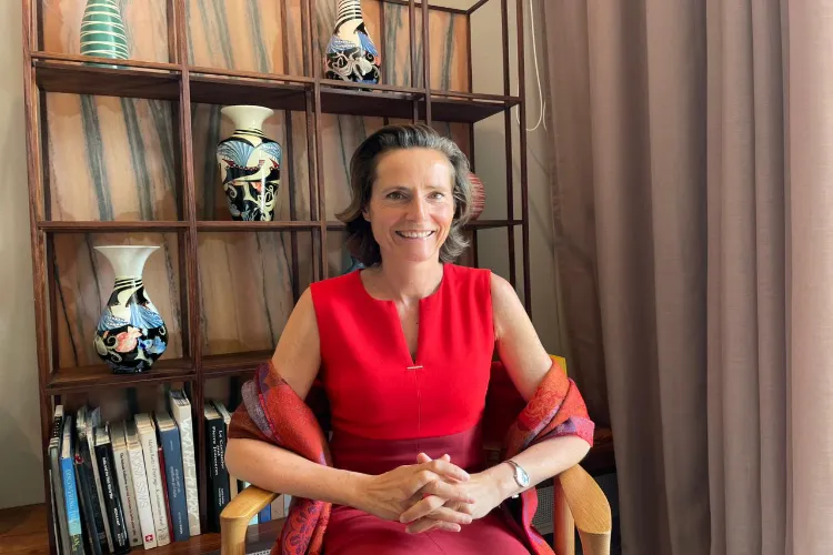 Geneva Science and Diplomacy Anticipator (GESDA) Director General Marilyne Andersen during an interview with PTI, at Swiss Embassy in New Delhi