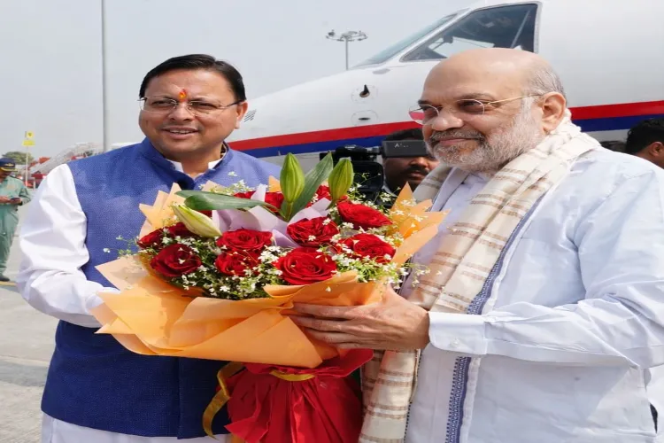 Uttarakhand Chief Minister Pushkar Singh Dhami with Union Home and Cooperation Minister Amit Shah