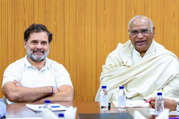 Lok Sabha Leader of Opposition Rahul Gandhi with Congress President Mallikarjun Kharge