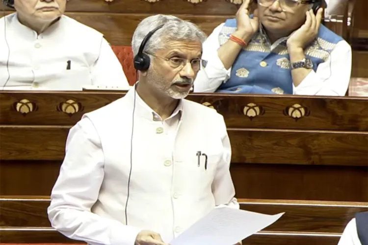 External Affairs Minister S Jaishankar addresses the Rajya Sabha on the escalating West Asia crisis during the Parliament session in New Delhi.