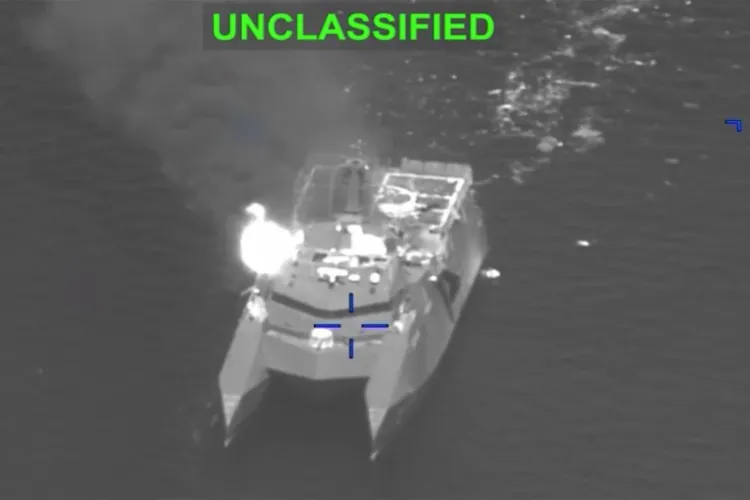 An Iranian vessel prior to being bombed by US Forces