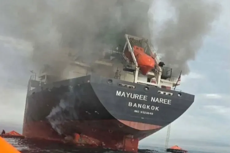 Thai-flagged cargo ship Mayuree Naree after attack