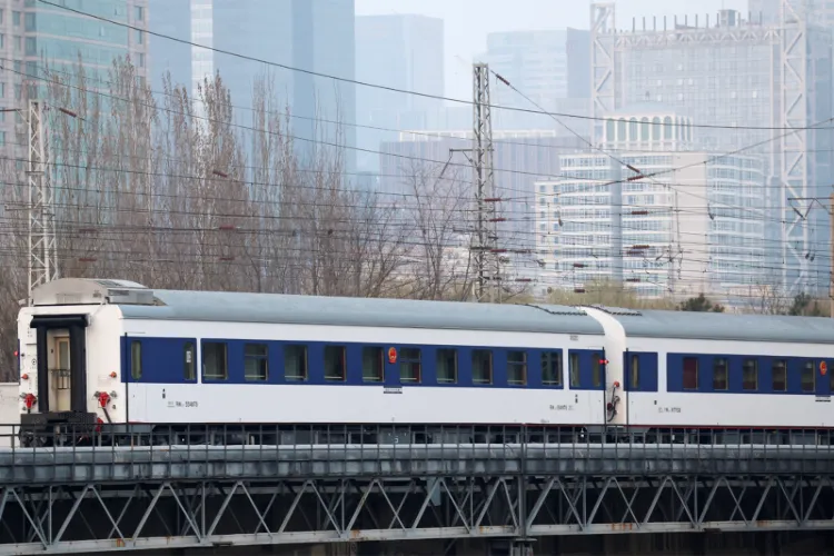 A passenger train with cross-border service to North Korea's Pyongyang leaves Beijing Railway Station in Beijing, China March 12, 2026.