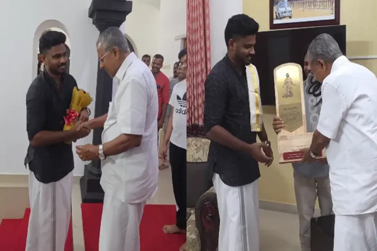 Kerala CM Pinarayi Vijayan meets Sanju Samson