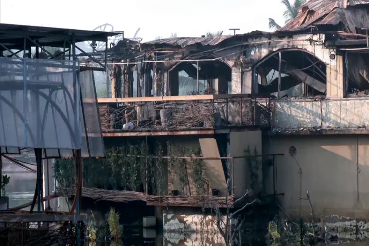 Charred remains of the Birch by Romeo Lane restaurant after fire
