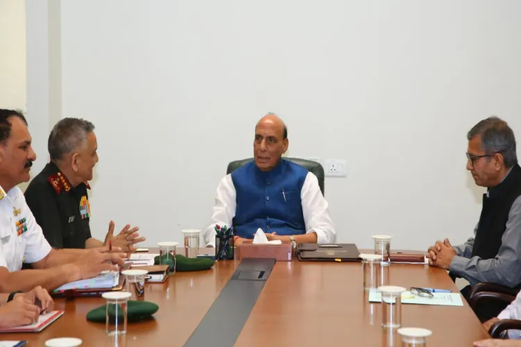 Defence Minister Rajnath Singh  chaired a review meeting in the wake of recent global and regional security events