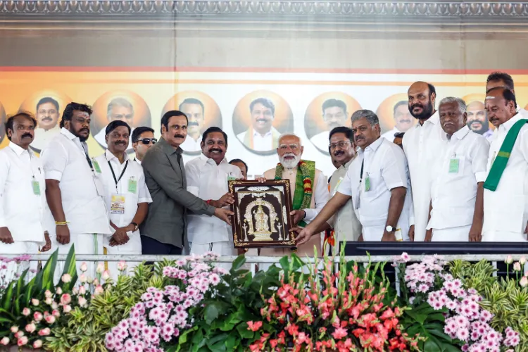 A visual of NDA alliance leaders during PM Modi's rally in Tamil Nadu 