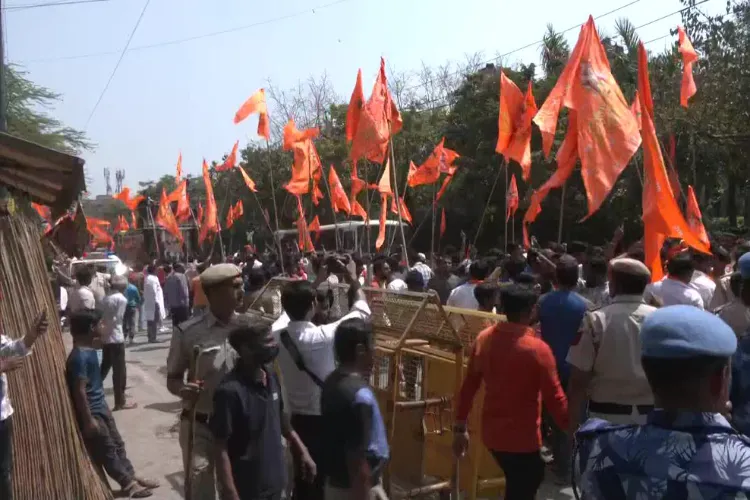 Procession on the eve of Ramnavmi in a Delhi areas