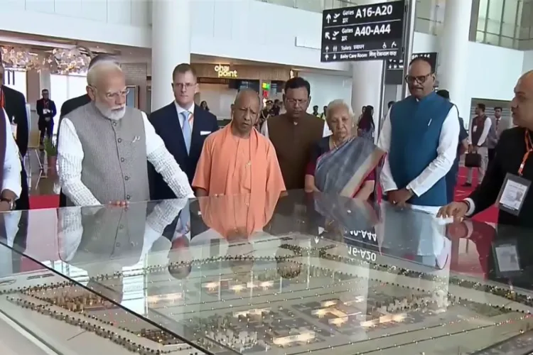 Prime Minister Narendra Modi with UP CM Yogi Adityanath at Noida Internation Airport