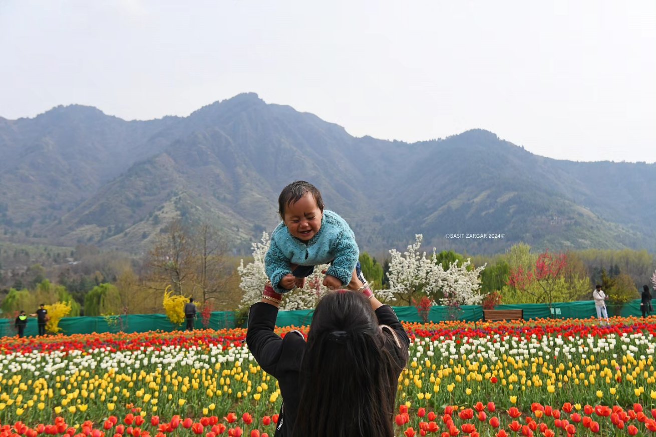 Tourists in Tulip garden