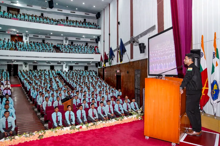 Astronaut and IAF Group Captain Shubhanshu Shukla during an interactive session at National Defence Academy, Pune