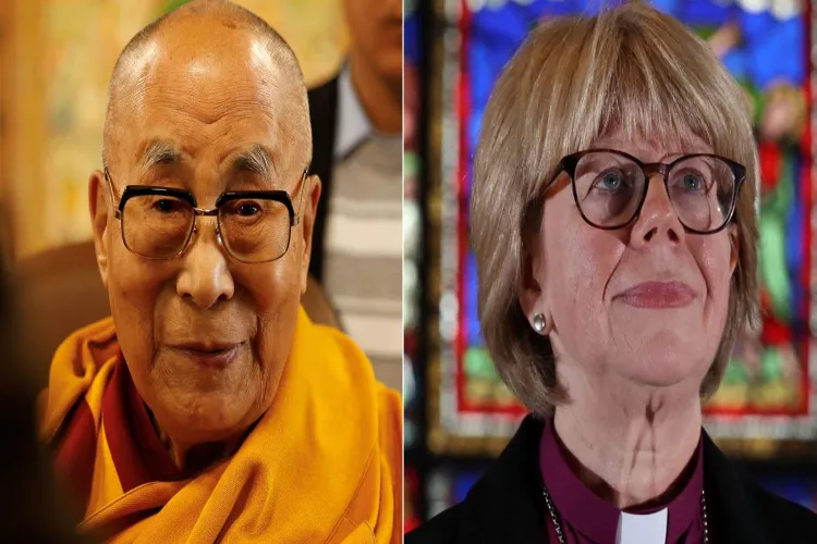 Dalai Lama (left) and Archibishop-Designate of Canterbury Sarah Mullally 