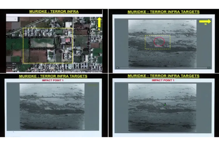 Muridke Lashkar training base before and after missile impact during Operation Sindoor 