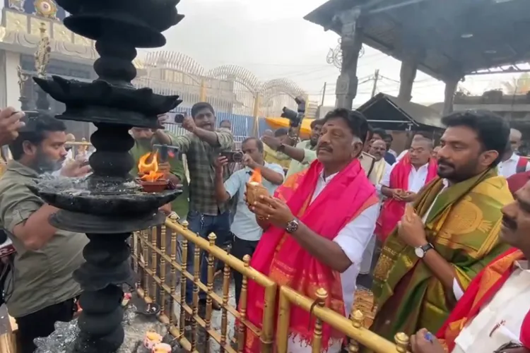 Former Tamil Nadu CM O Panneerselvam offers prayers at Tirumala temple