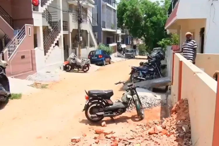 Visual outside Srinivas Louis's residence in Mysuru