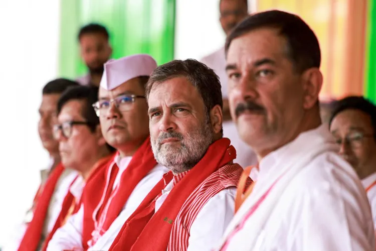 LoP in the Lok Sabha and Congress leader Rahul Gandhi, and others, during a public meeting, in Assam