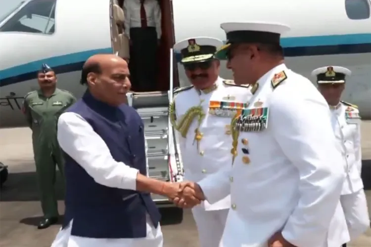 Defence Minister Rajnath Singh lands in Visakhapatnam