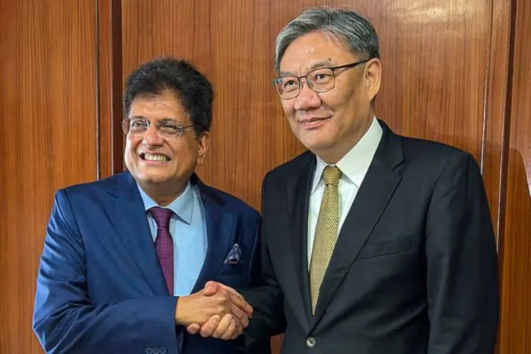 Union Commerce and Industry Minister Piyush Goyal  with China's Commerce Minister Wang Wentao