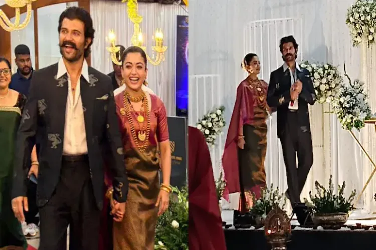 Rashmika Mandanna and Vijay Deverakonda were seen together at their Kodagu wedding reception.