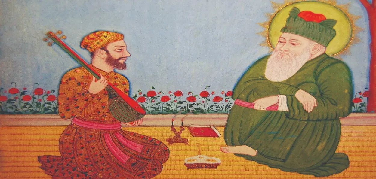 A painting of Amir Khusro with an Emperor