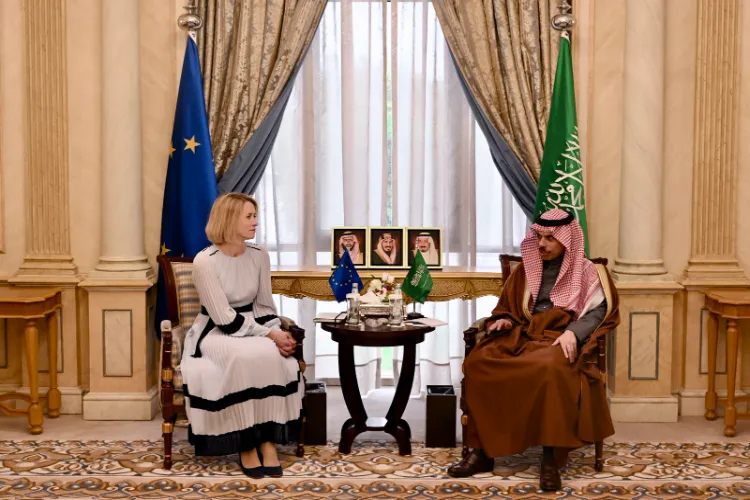 Vice-President of the European Commission Kaja Kallas with Saudi Arabia’s Foreign Minister Faisal bin Farhan 