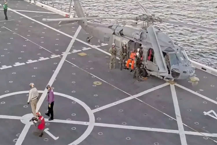 Artemis II crew being extracted from spacecraft 