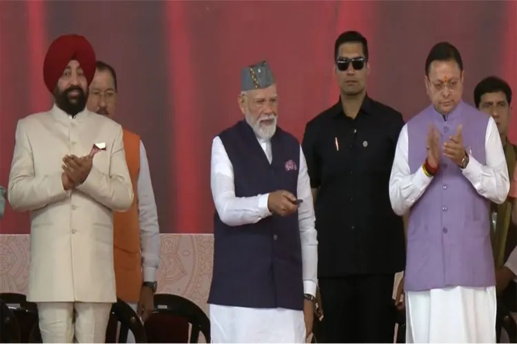 Prime Minister Narendra Modi with Uttarakhand Chief Minster Pushkar Singh Dhami