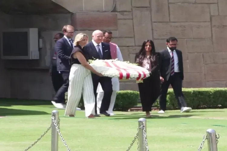 Austrian Federal Chancellor Christian Stocker and his wife Gerda Stocker Legenstein at Rajghat