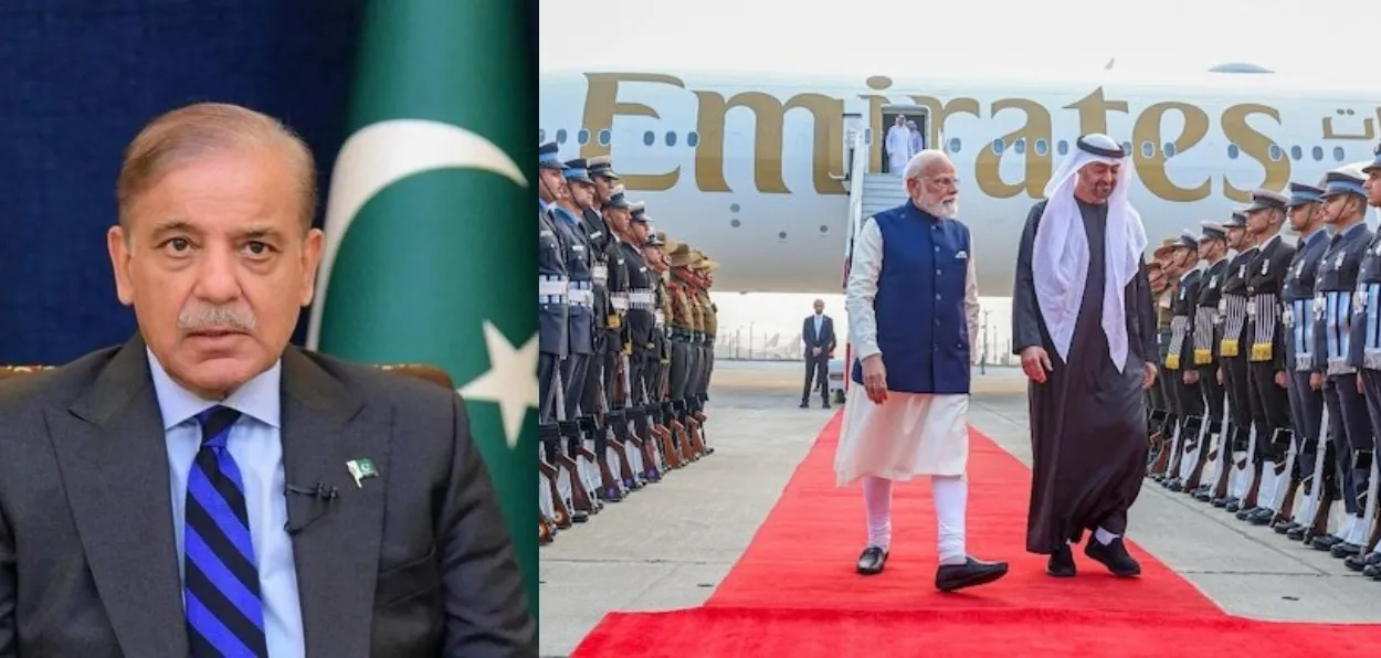 Representative images of Pakistan prime Minister Shehbaz Sharif and Prime Minister Narendra Modi with UAE  President Sheikh Mohamed bin Zayed