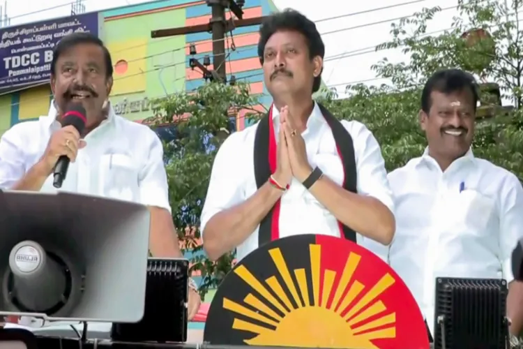 DMK leader Anbil Mahesh Poyyamozhi campaigning for state assembly elections