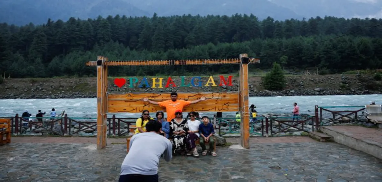 Tourists in Pahalgam on the anniversary of Pahalgam attack