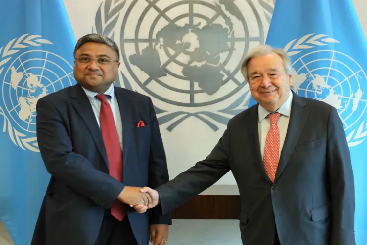 MEA Secretary (West) Sibi George meets the United Nations Secretary General, Antonio Guterres 