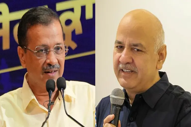 Aam Aadmi Party (AAP) National Convenor Arvind Kejriwal and Manish Sisodia 