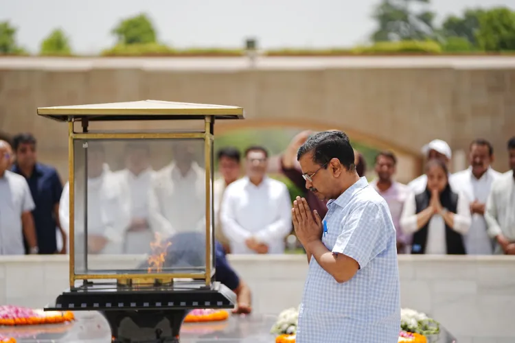 Aam Aadmi Party convenor Arvind Kejriwal at Rajghat