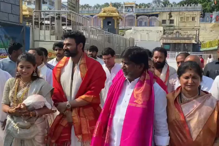 Bellamkonda Sai Sreenivas, Kavya Reddy at Tirumala temple
