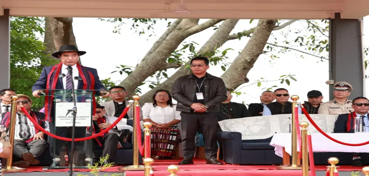 Mizoram Chief Minister Lalduhoma addressing the function after surrender by the last rebel group