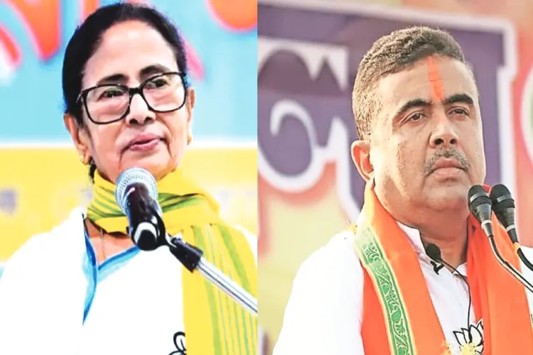 West Bengal Chief Minister Mamata Banerjee and BJP candidate Suvendu Adhikari