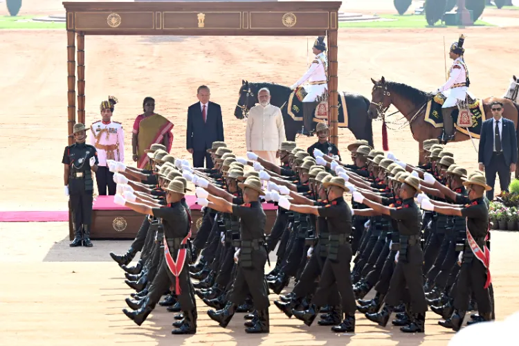 Vietnamese President To Lam receives a ceremonial welcome at the forecourt of Rashtrapati Bhavan during his State Visit to India.