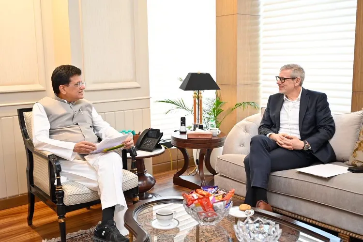 Union Commerce and Industry Minister Piyush Goyal with Airbus India and South Asia President and Managing Director Jurgen Westermeier