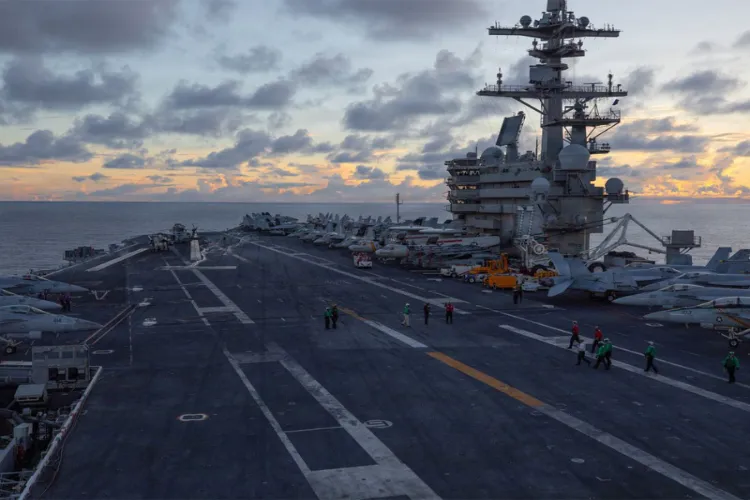 Aircraft carrier USS George H.W. Bush ensuring Naval blockade in middle-east 
