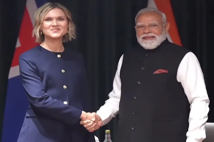 Prime Minister Narendra Modi with Kristrun Mjoll Frostadottir in Oslo 