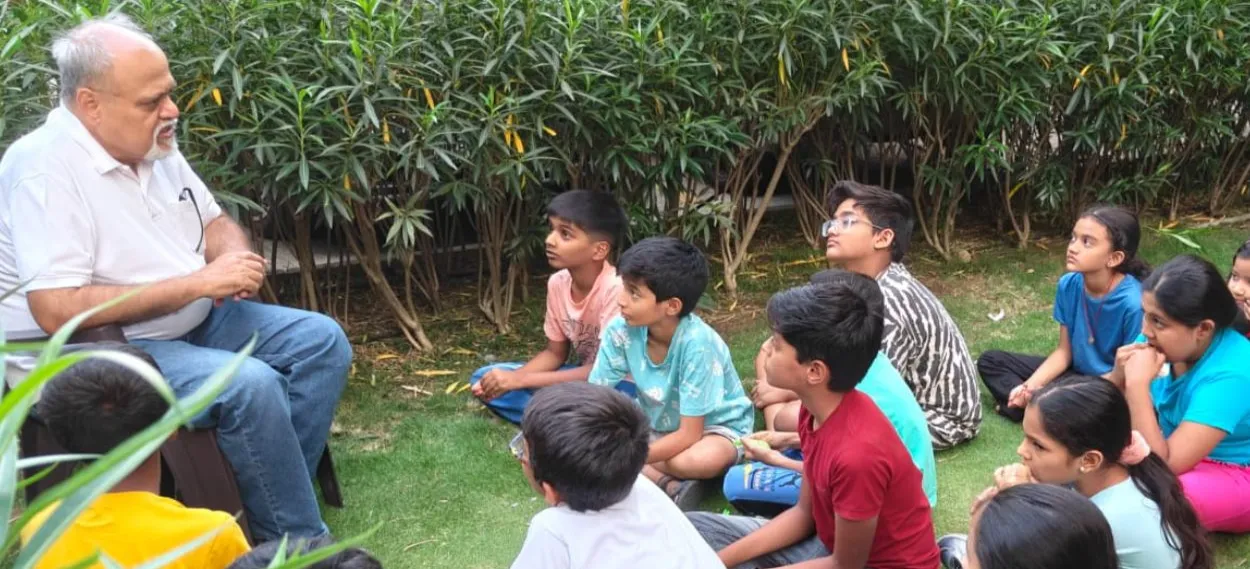 Prof. Mujtaba Lokhandwala with children in a Pune Housing society