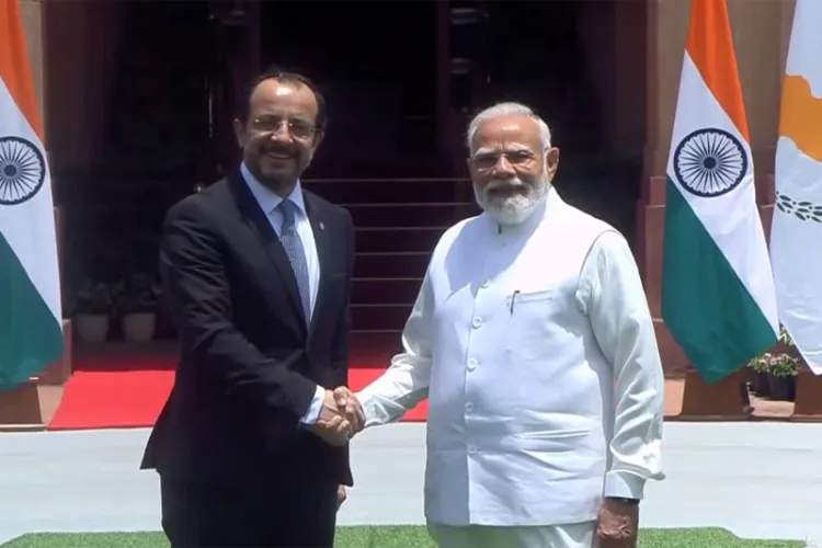 Prime Minister Narendra Modi and Cyprus President Nikos Christodoulides 