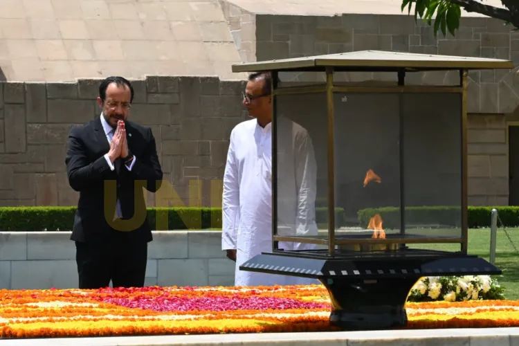 President of Cyprus, Nikos Christodoulides, paying tribute to Mahatma Gandhi at Rajghat